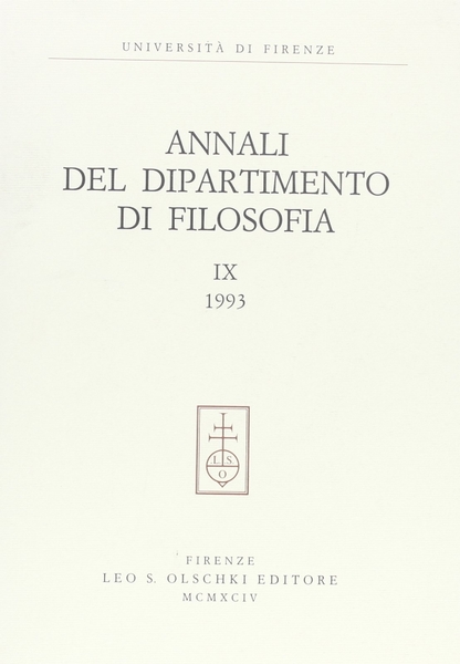 Annali del Dipartimento di filosofia, Università di Firenze. Vol. 9