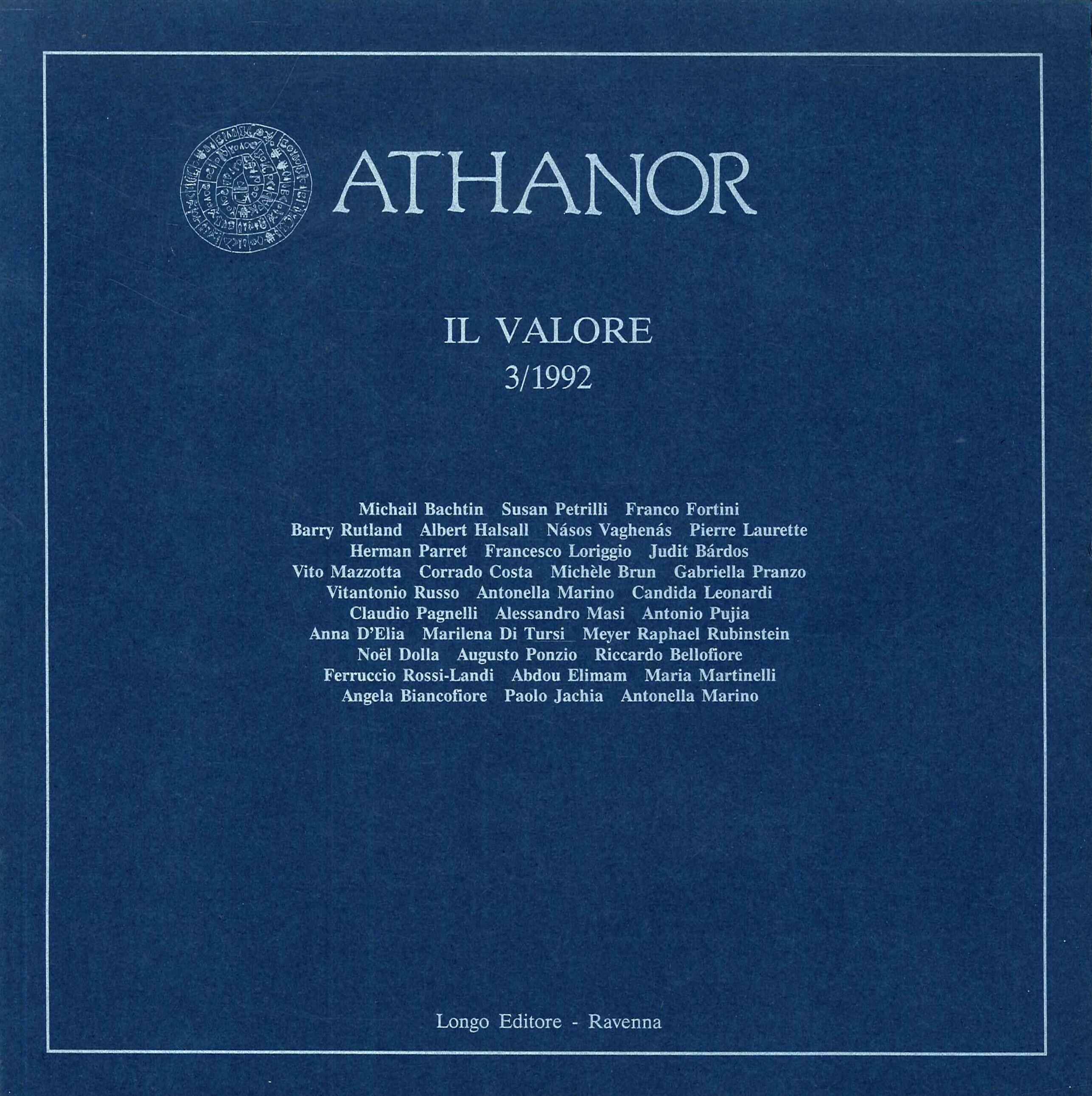 Athanor. 3/1992. Il valore