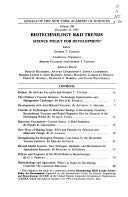 Biotechnology R & D Trends: Science Policy For Development