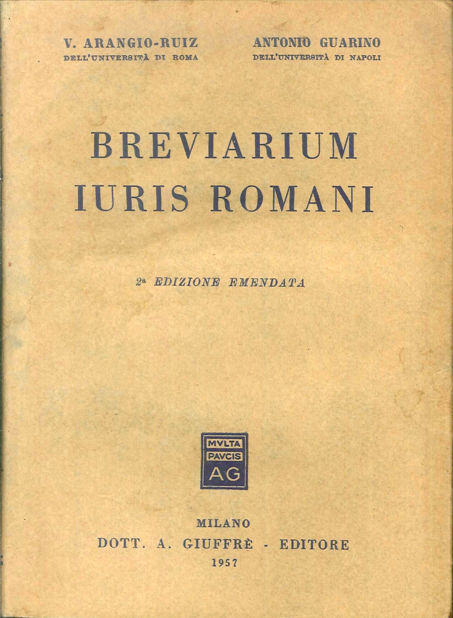 Breviarium iuris Romani / [a cura di! V. Arangio-Ruiz, Antonio …