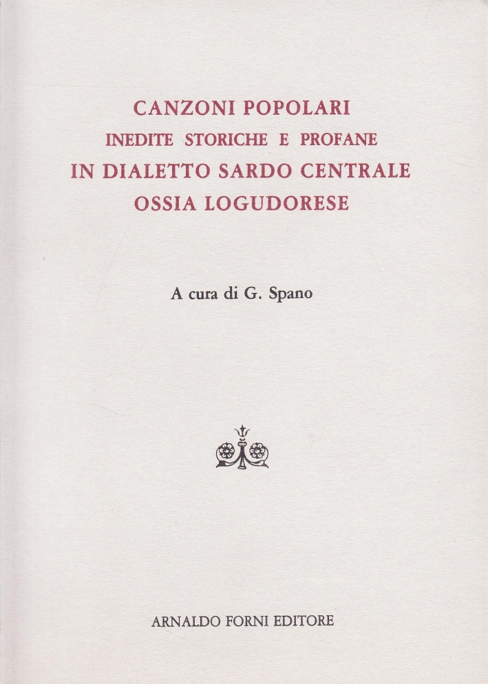 Canzoni Popolari Inedite in Dialetto Sardo Centrale