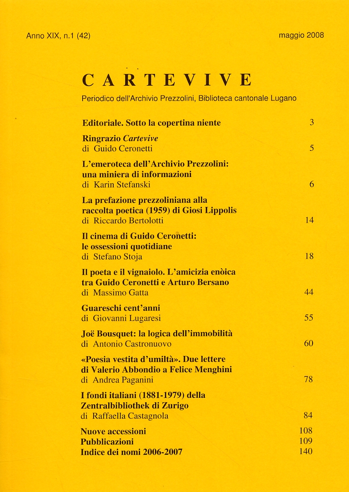Cartevive. Anno XIX. 1. 42. Maggio 2008