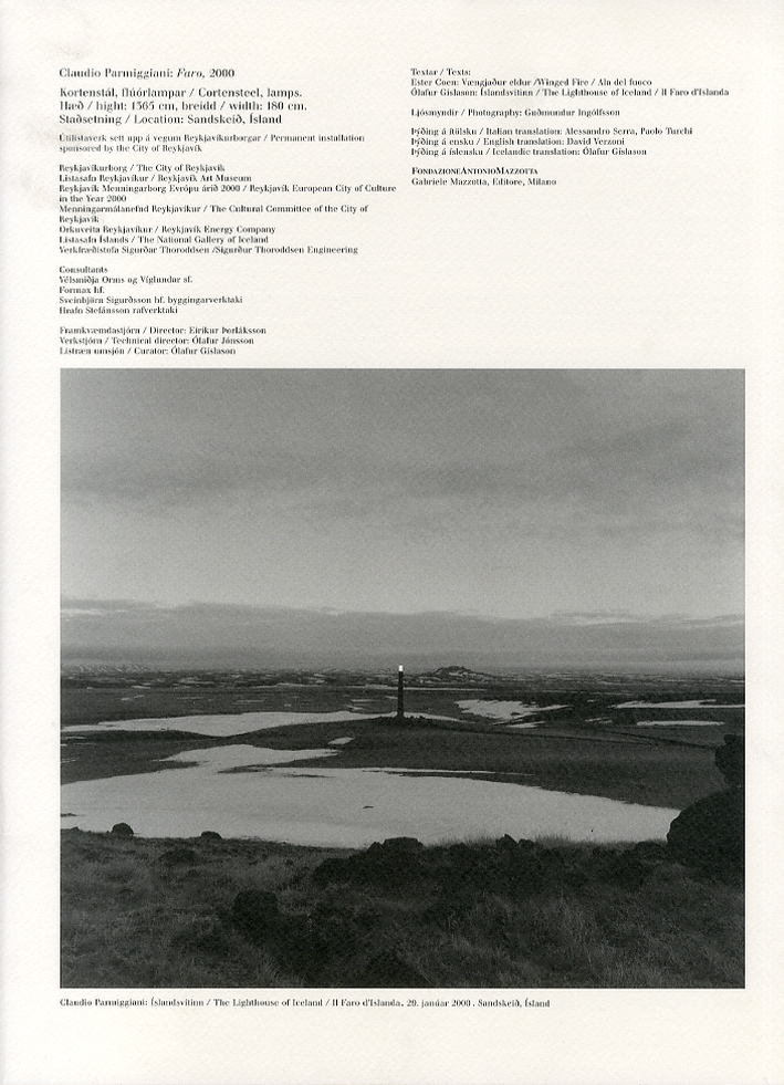 Claudio Parmiggiani. Faro. [2000]. [English and Icelandish Edition]
