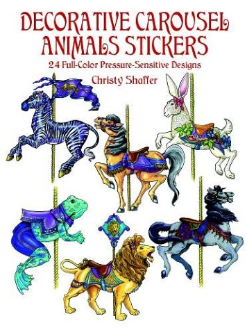 Decorative Carousel Animals Stickers: 24 Full-Color Pressure-Sensitive Designs