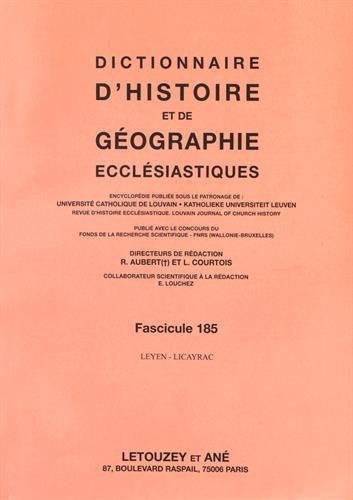 Dictionnaire d'Histoire Et De Géographie Ecclésiastiques. Fascicule 185, 2015