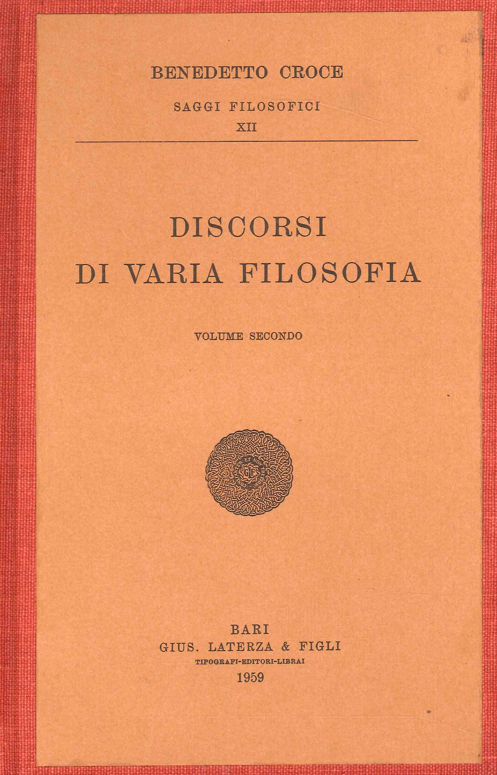 Discorsi di varia filosofia. Volume Secondo