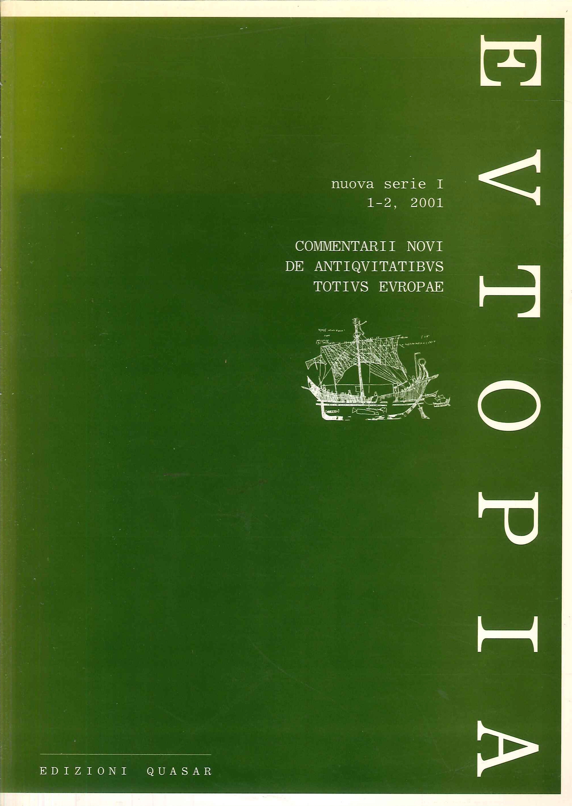 Eutopia Nuova Serie I 1-2, 2001. Commentarii Novi De Antiquitatibus …