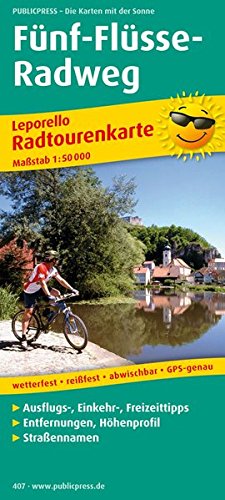 Fünf-Flüsse-Radweg 1 : 50 000: Radwanderkarte Fünf-Flüsse-Radweg - Leporello-Falzung: Mit …
