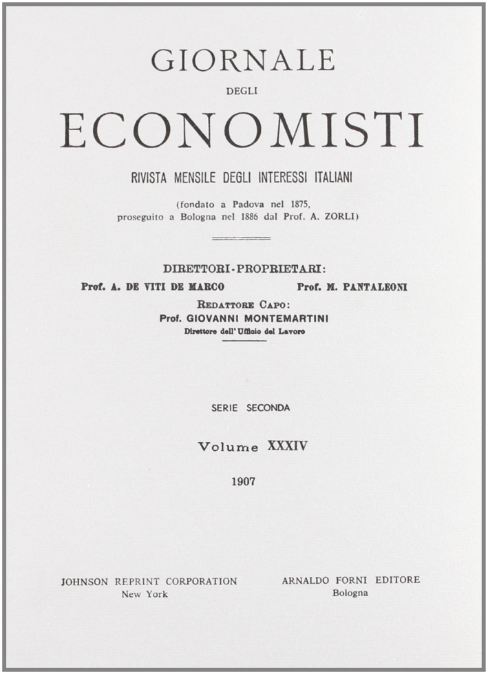 Giornale degli Economisti. 2" serie. Vol. 34