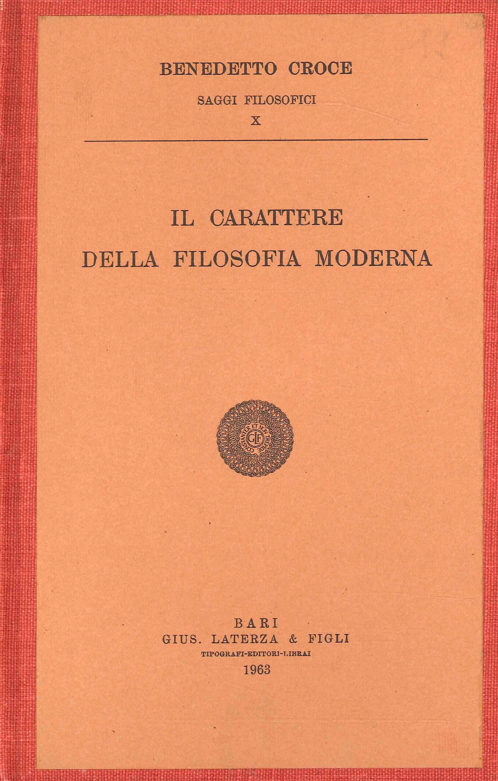 Il carattere della filosofia moderna