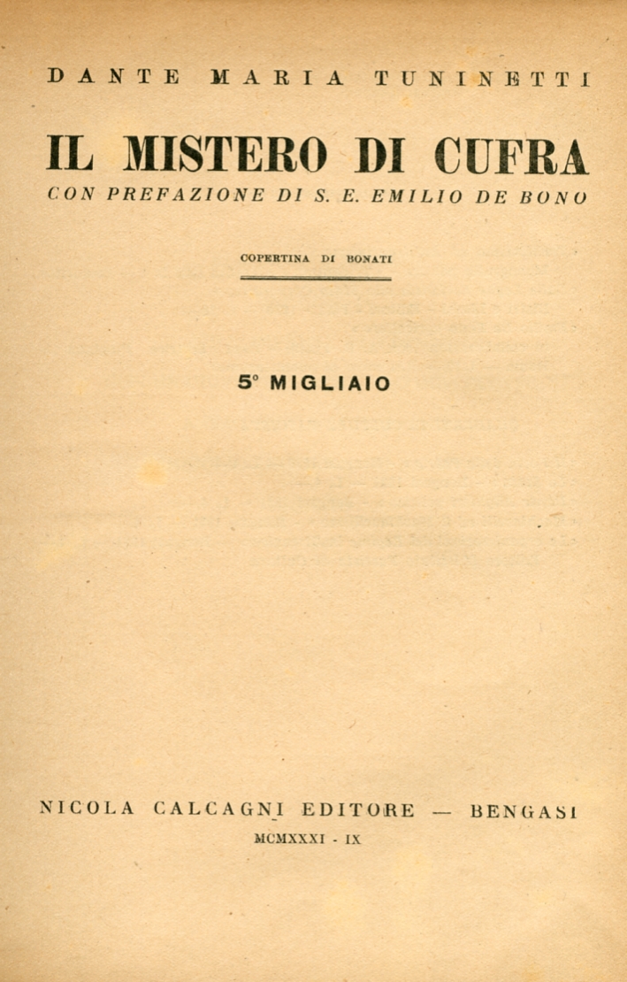 Il Mistero di Cufra. 5 Migliaio