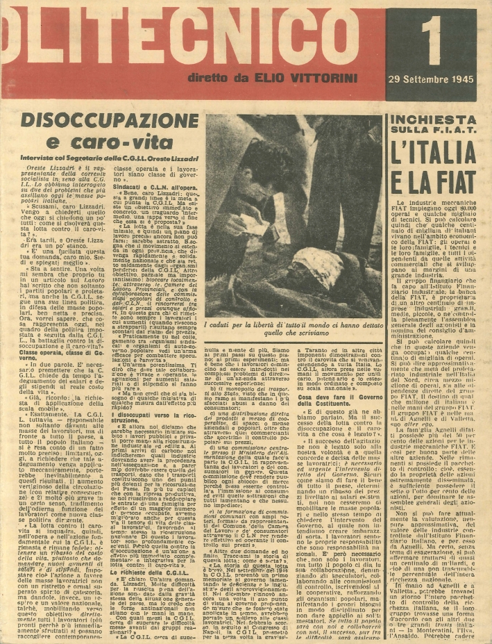 Il politecnico. Periodico di cultura contemporanea (settembre 1945-dicembre 1947)