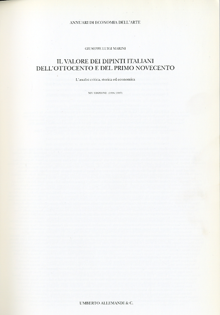 Il valore dei dipinti dell'Ottocento e del Primo Novecento. XIV …