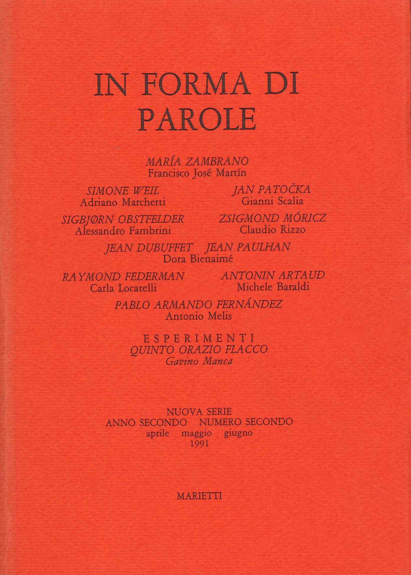 In forma di parole (1991). Vol. 2