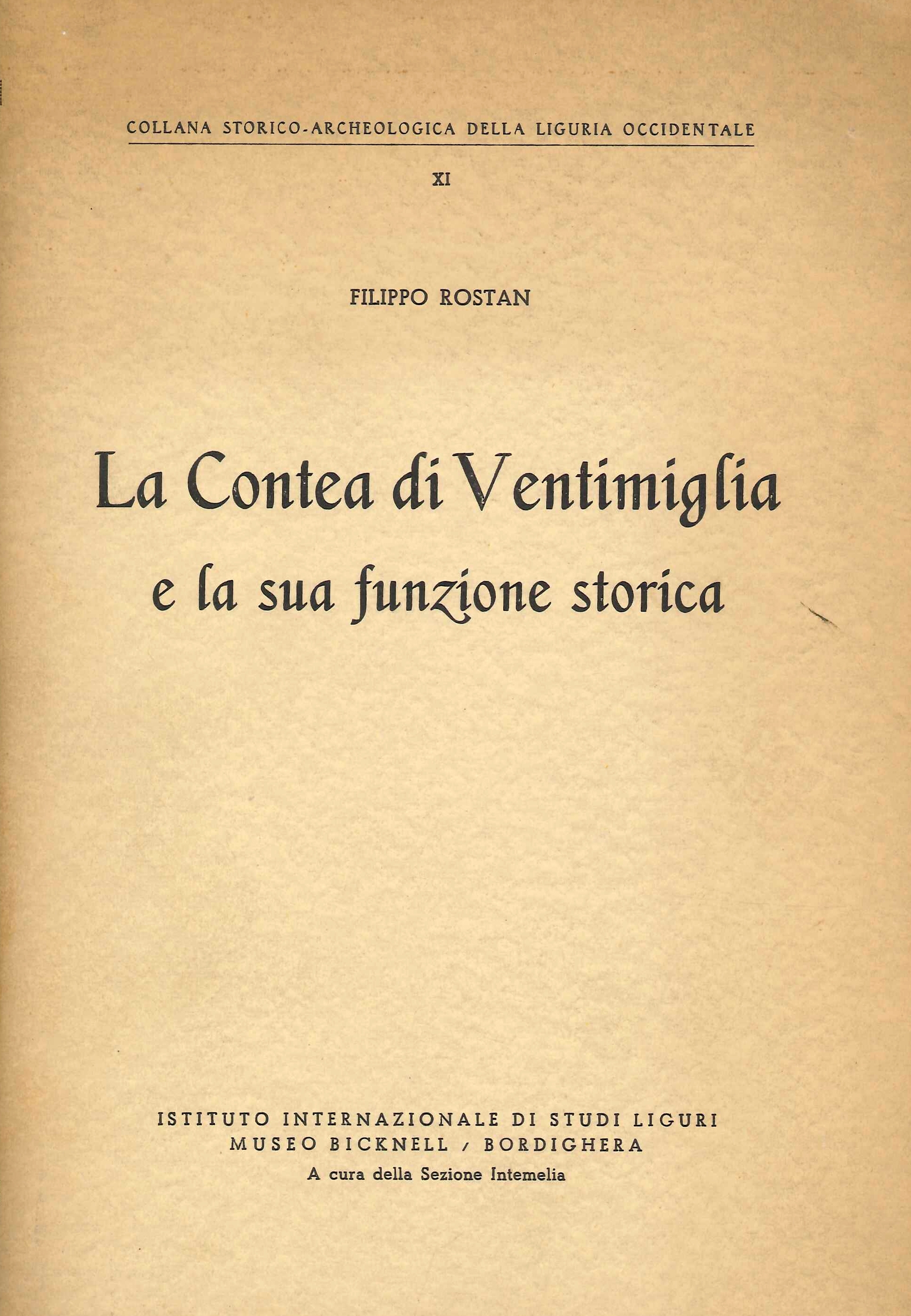 La Contea di Ventimiglia e la Sua Funzione Storica