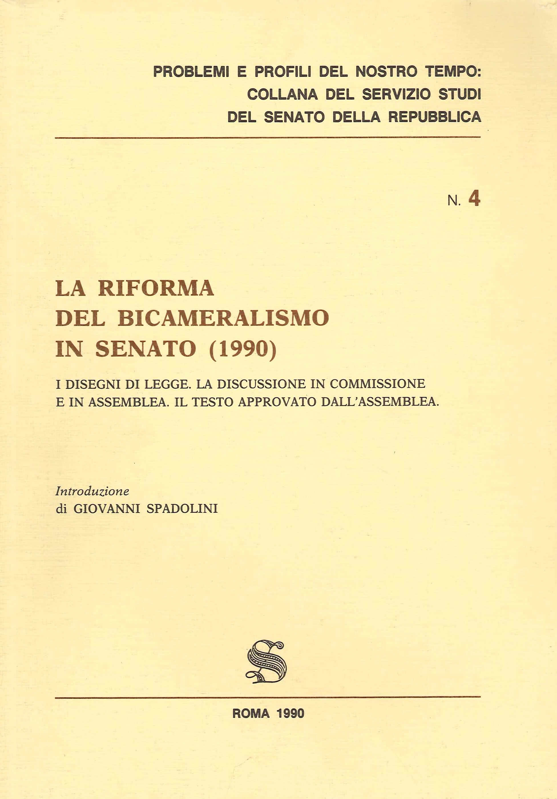 La riforma del bicameralismo in Senato (1990)