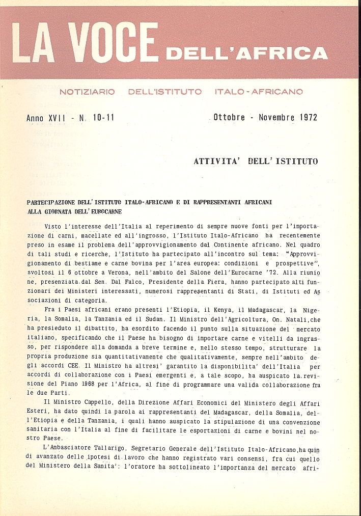 La Voce Dell' Africa. Anno XVII. N. 10-11