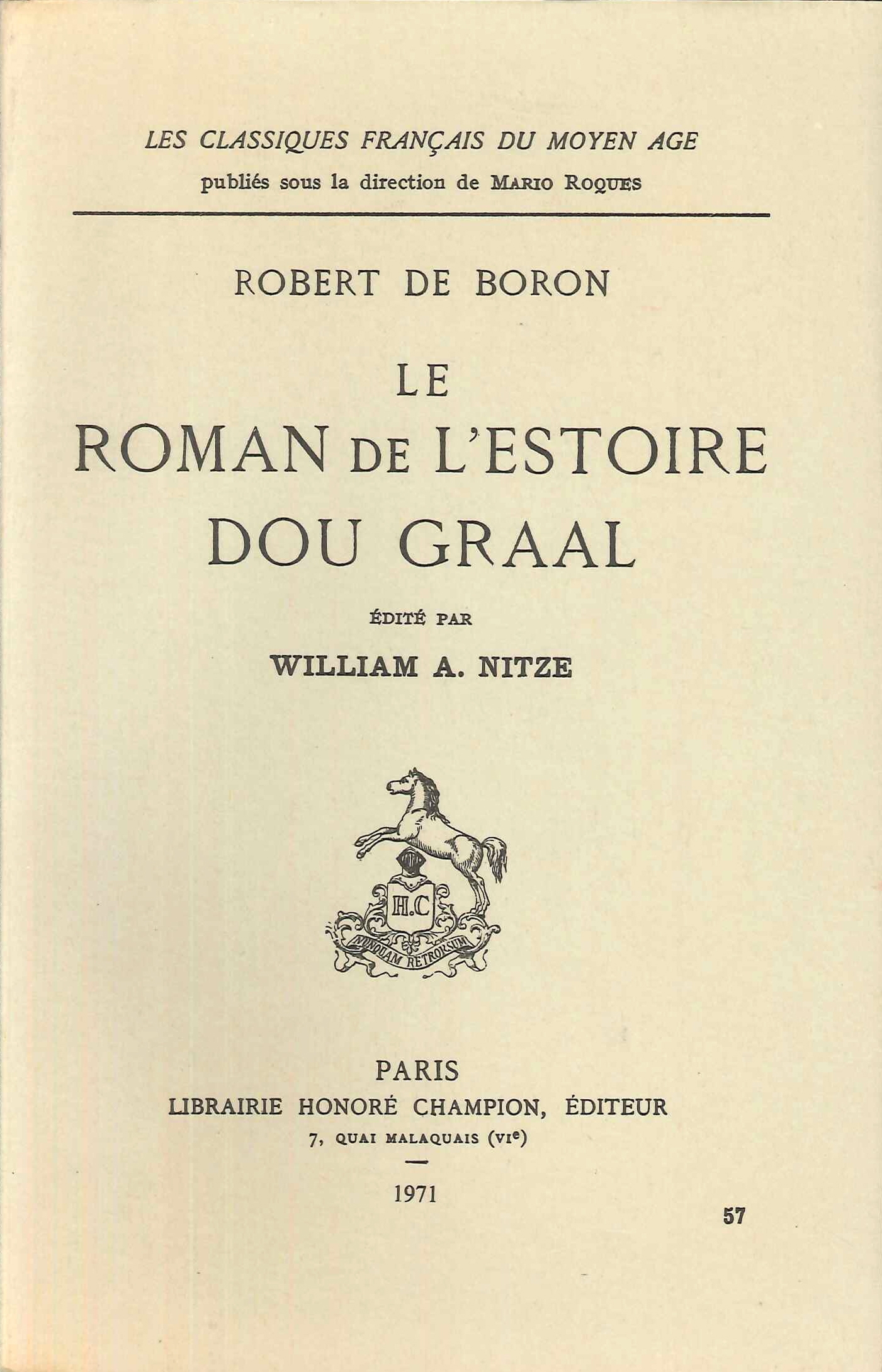 Le Roman De l'Estoire Dou Graal
