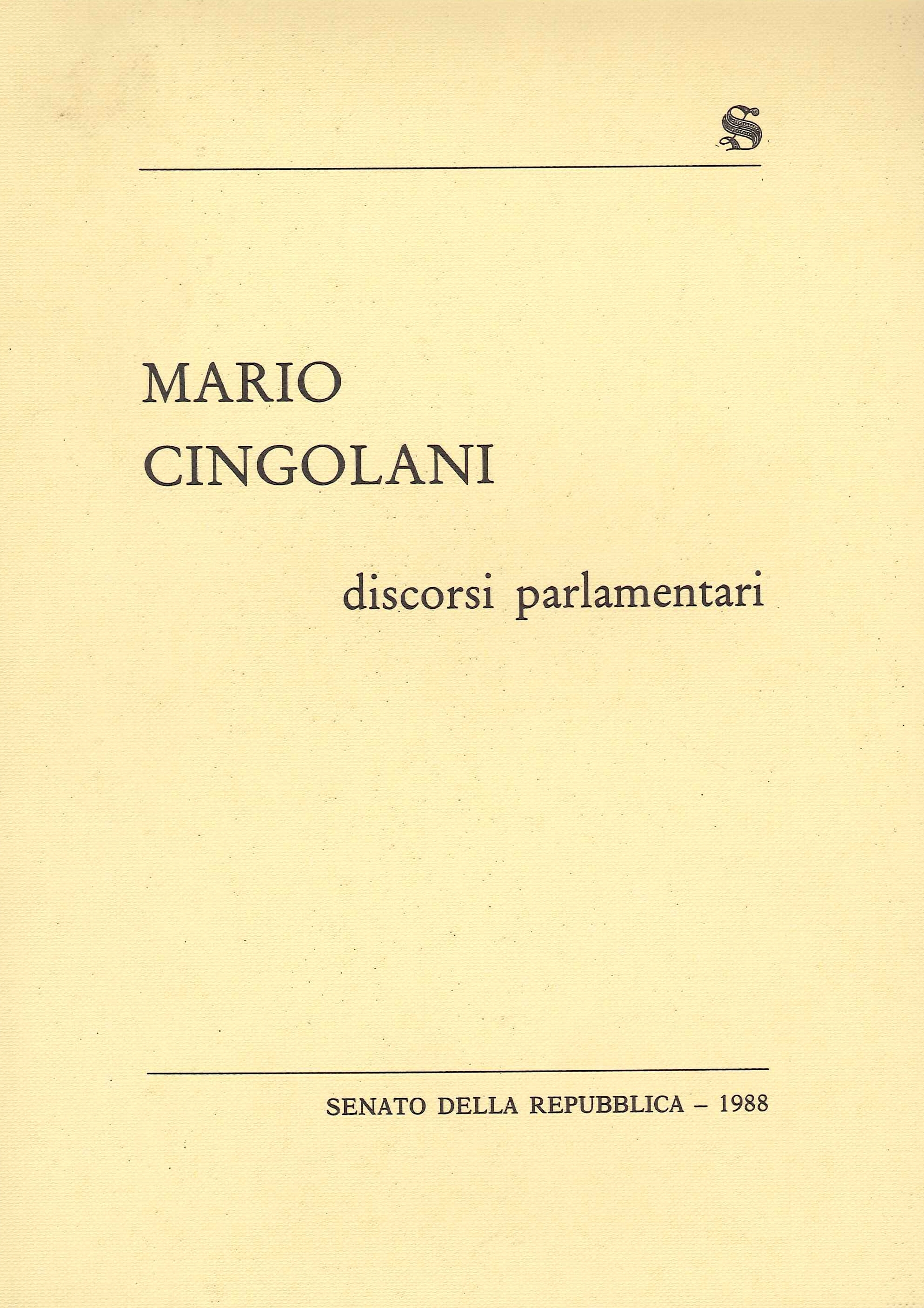 Mario Cingolani - Discorsi parlamentari