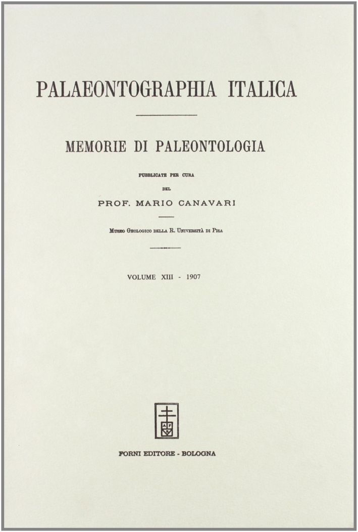 Palaeontographia italica. Raccolta di monografie paleontologiche. Vol. 13
