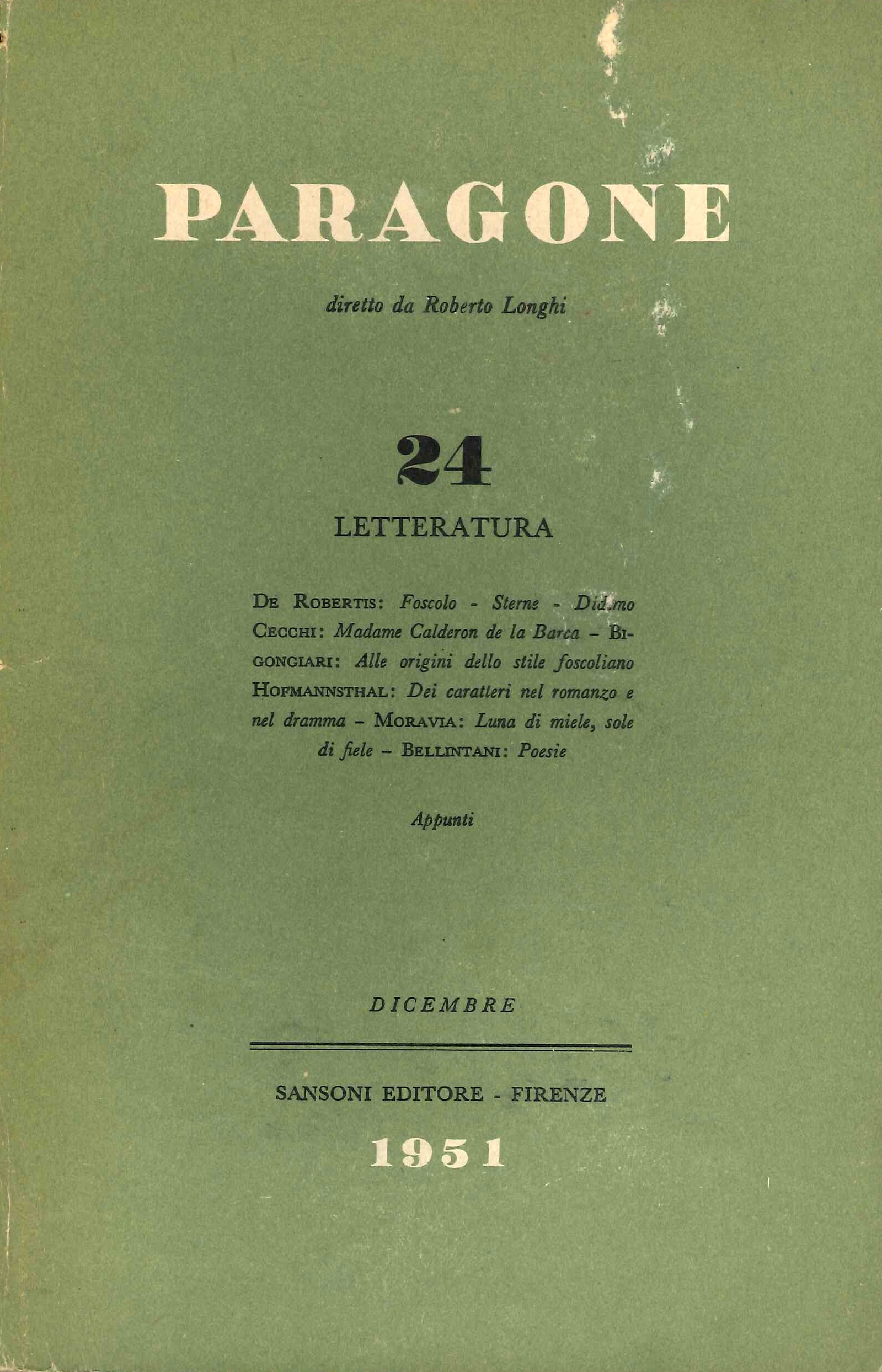Paragone Letteratura. Anno II. Numero 24. Novembre 1951
