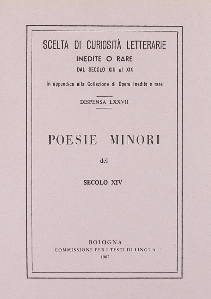 Poesie minori del secolo XIV (rist. anast.)
