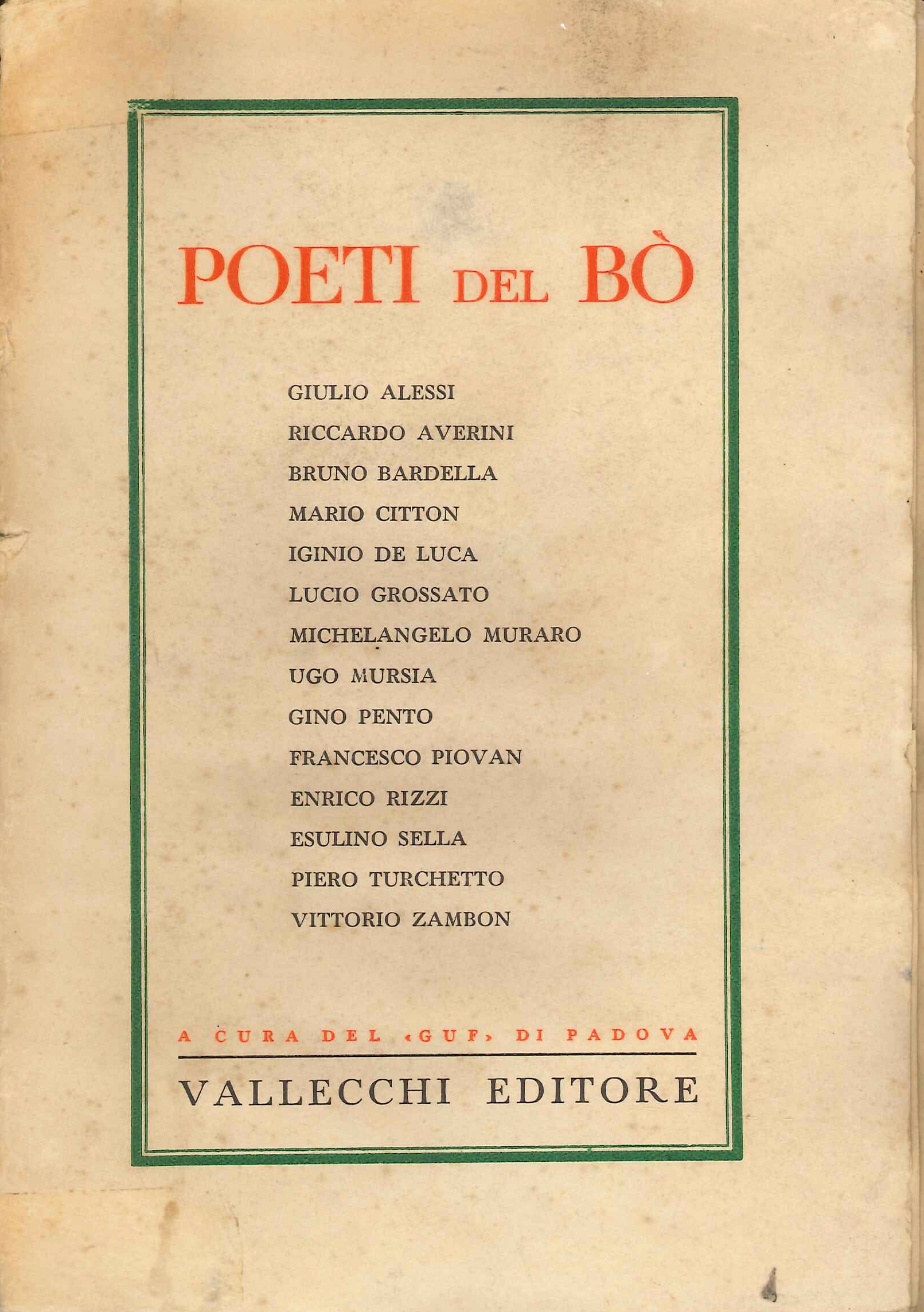 Poeti del Bò. Presentazione di S.E. Emilio Bodrero.