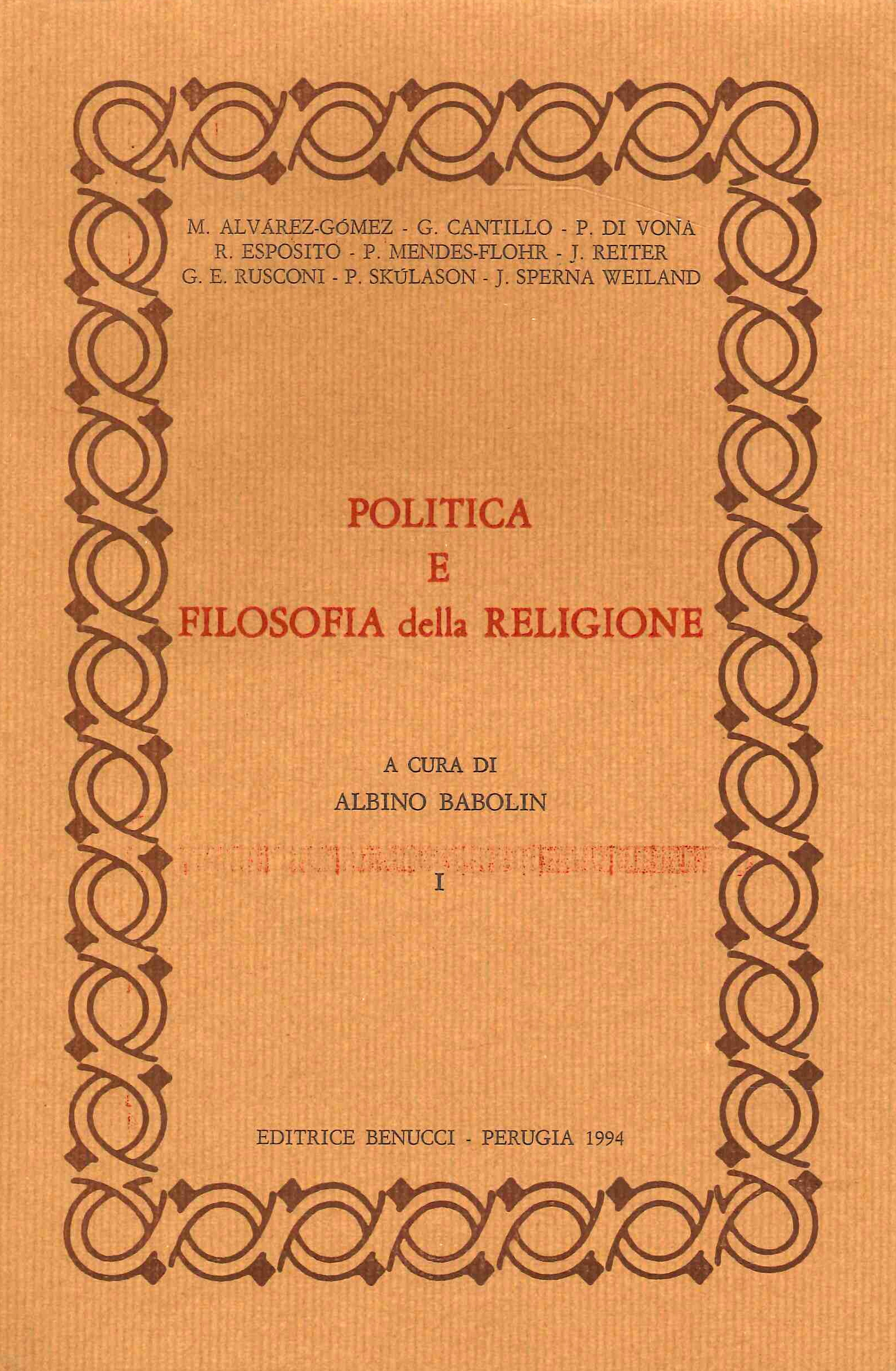 Politica e filosofia della religione. 31