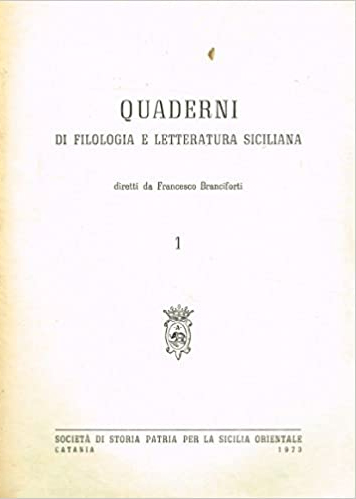 Quaderni di Filologia e Letteratura Siciliana N.1.