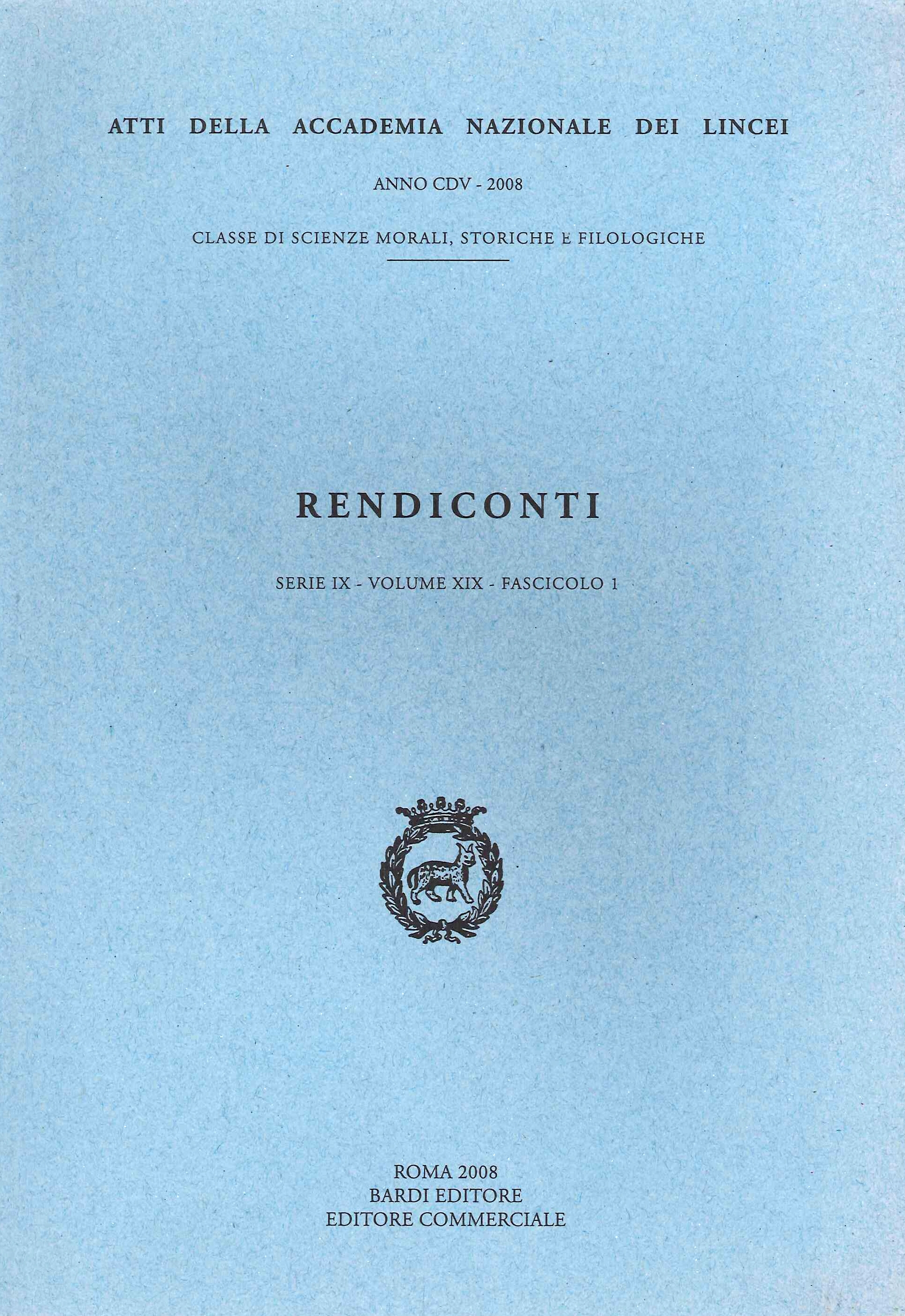 Rendiconti dell'Accademia Nazionale dei Lincei. Scienze Morali, Storiche e Filologiche. …