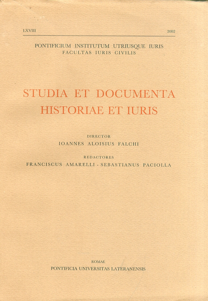 Studia et documenta historiae et iuris. Anno LXVIII-2002
