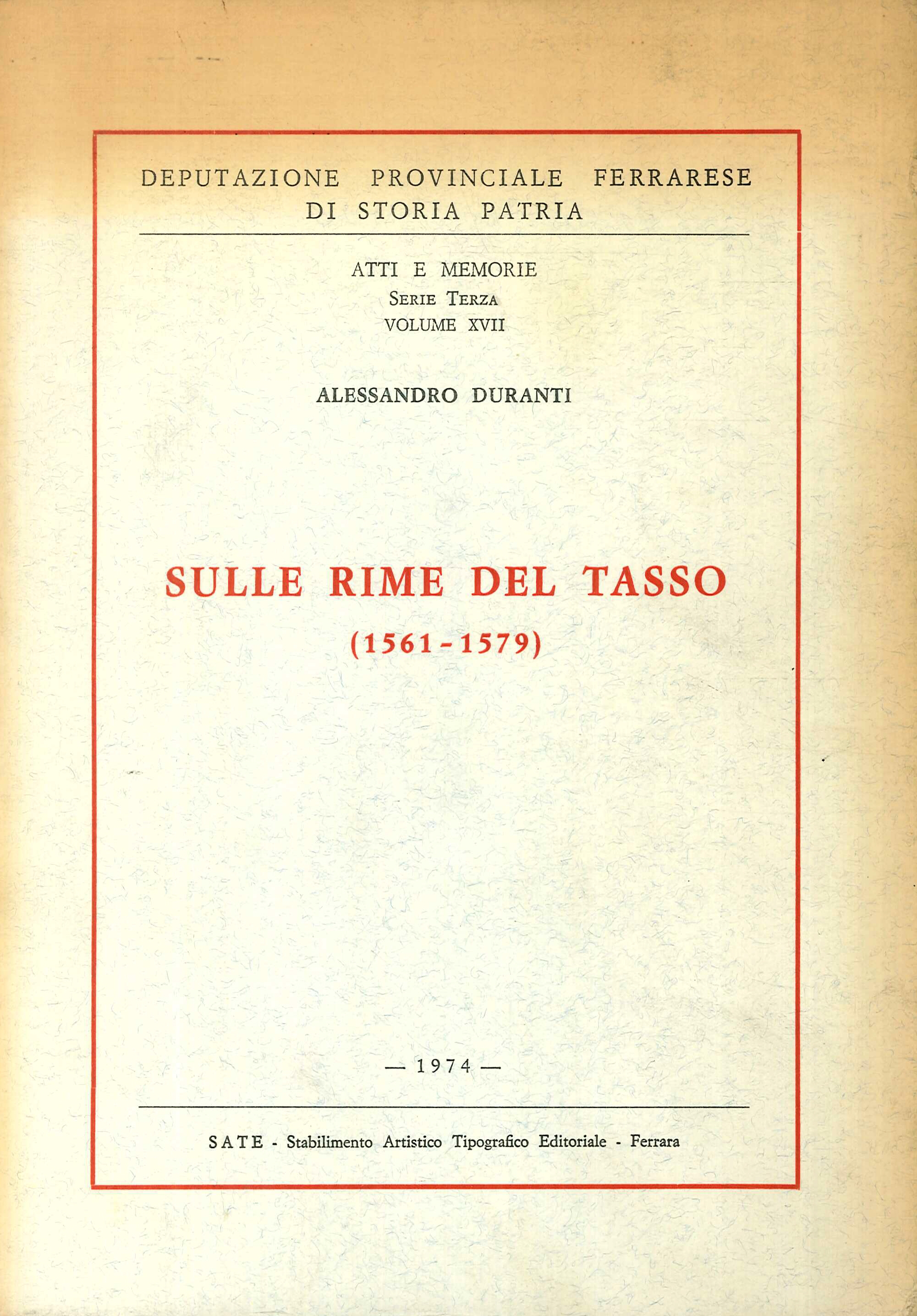 Sulle Rime del Tasso (1561-1579)