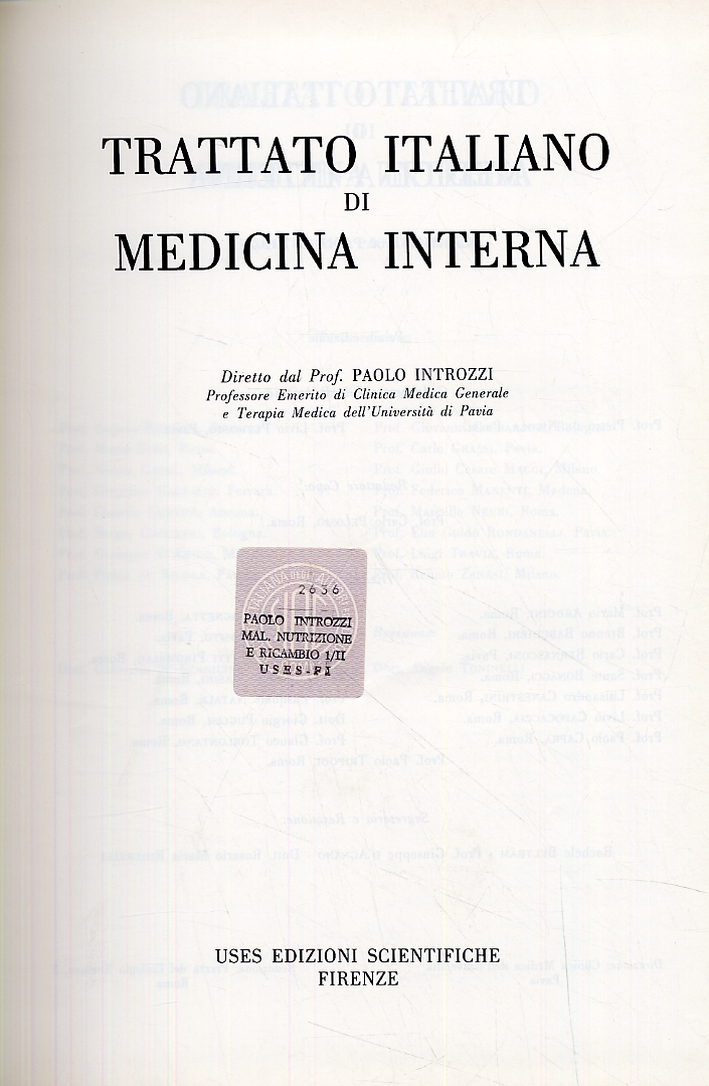 Trattato italiano di medicina interna. Malattie della nutrizione e ricambio