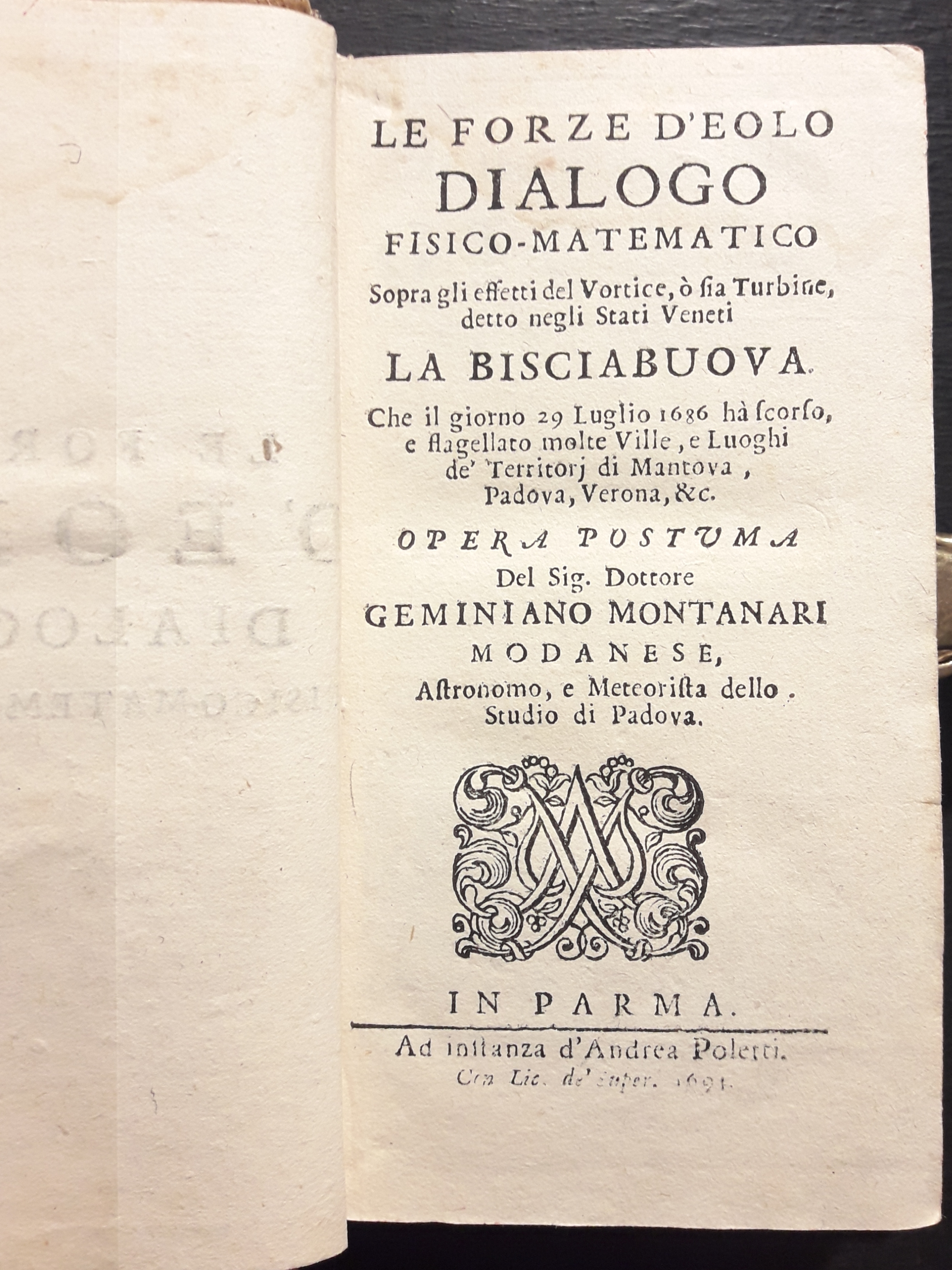 Le forze d'Eolo. Dialogo fisico-matematico sopra gli effetti del Vortice, …