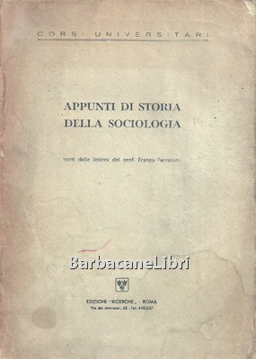 Appunti di Storia della sociologia tratti dalle lezioni del prof. …