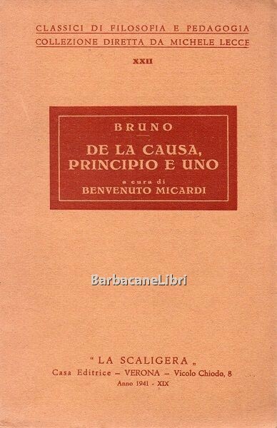 De la causa, principio e uno