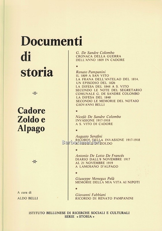 Documenti di storia. Cadore, Zoldo e Alpago