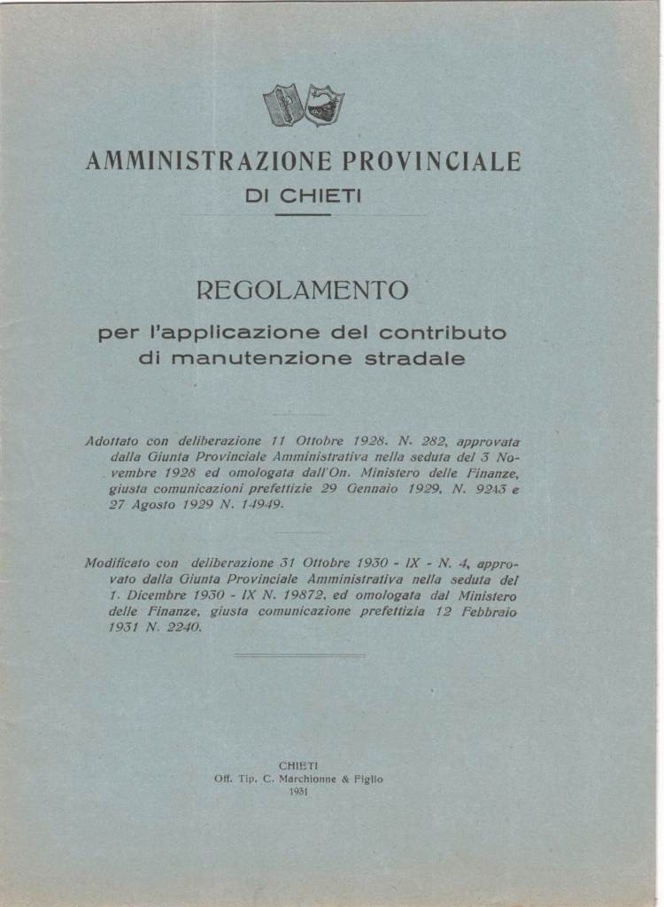 Amministrazione Provinciale di Chieti, Regolamento per l’applicazione del contributo di …