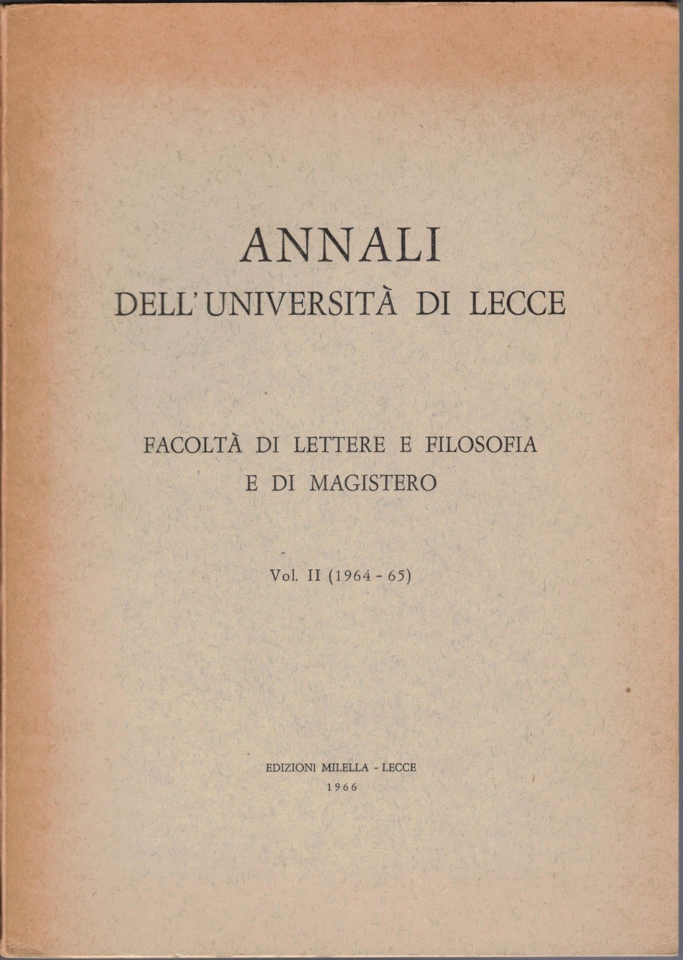 Annali dell’Università di Lecce – Facoltà di Lettere e Filosofia …