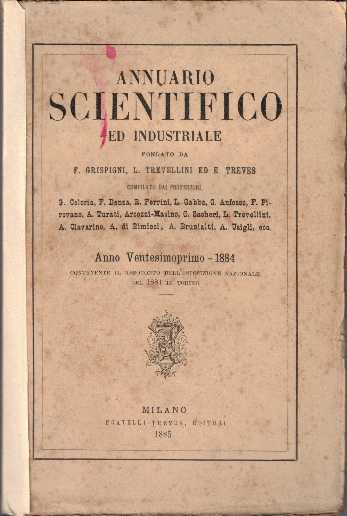 Annuario scientifico ed industriale, a. XXI, 1884