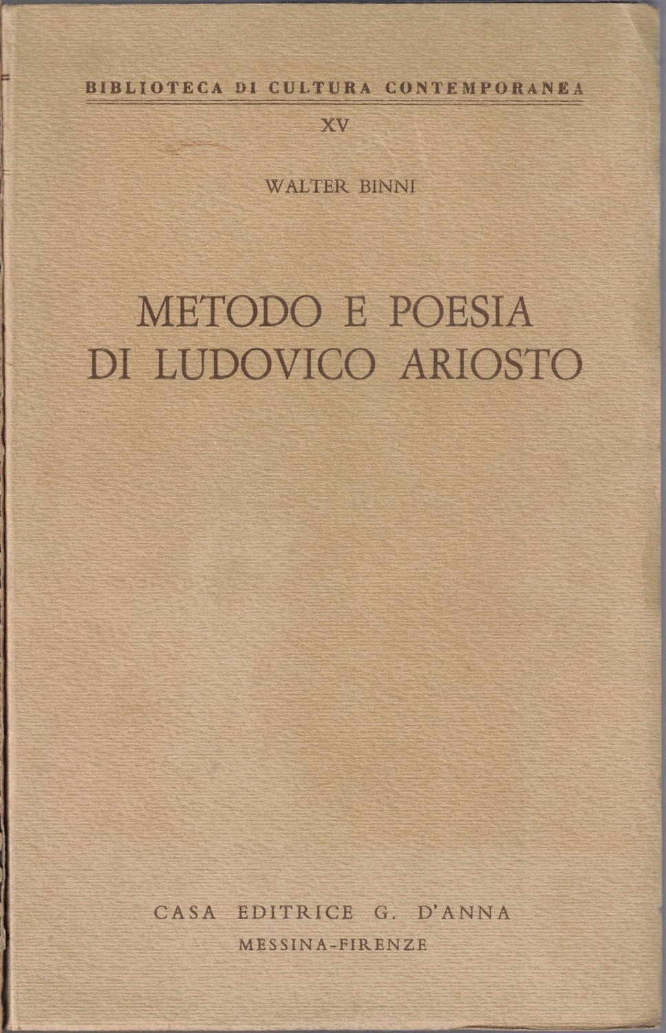 Binni, Metodo e poesia in Ludovico Ariosto