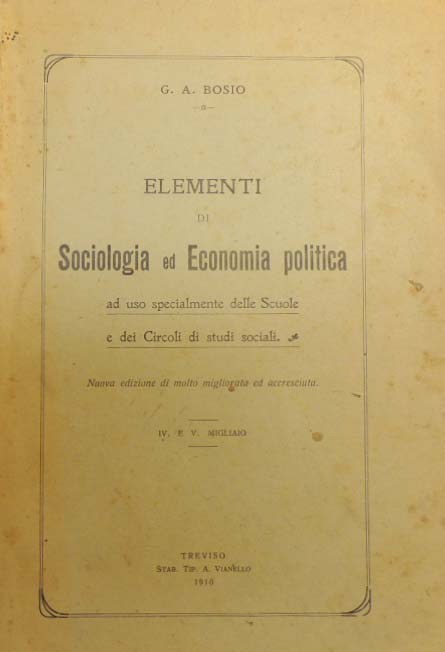 Bosio, Elementi di sociologia ed economia politica