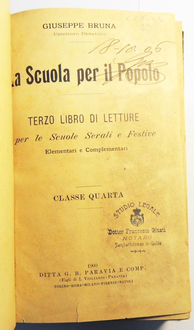 Bruna, La scuola per il popolo. Classe quarta + Giuseppe …