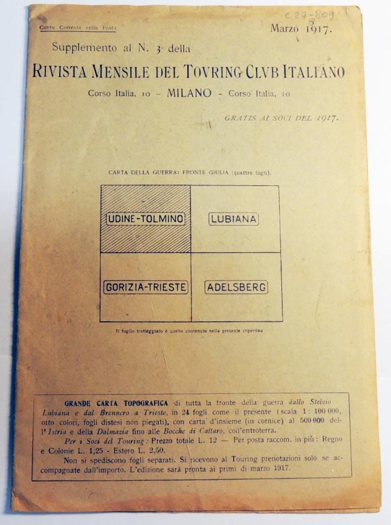 Carta della guerra: fronte Giulia (quattro fogli). Udine-Tolmino