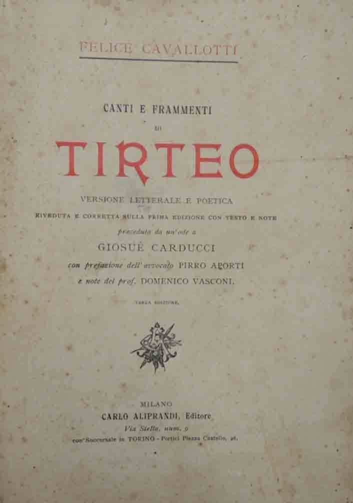 Cavallotti, Canti e frammenti di Tirteo