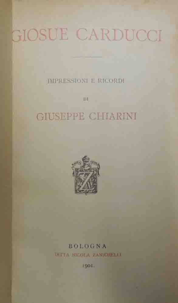 Chiarini, Giosue Carducci. Impressioni e ricordi