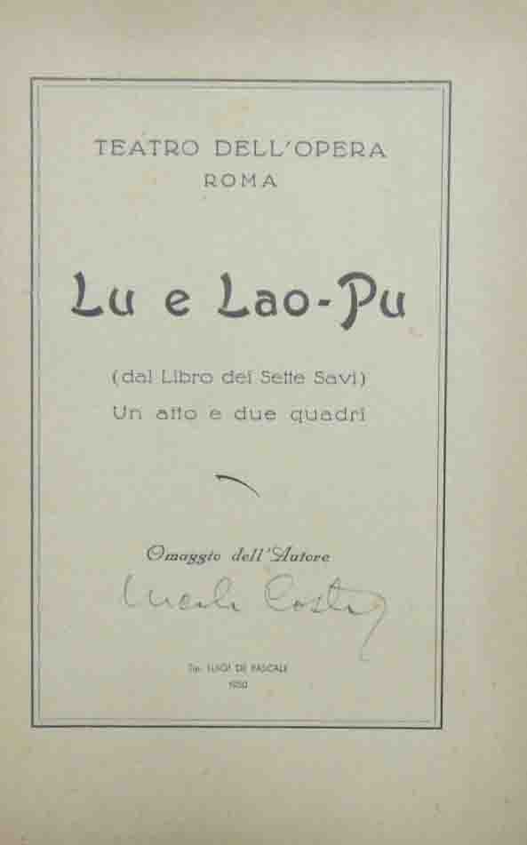 Costa, Lu e Lao-Pu (dal Libro dei Sette Savi). Un …