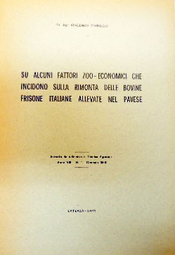 D’Angelo, Su alcuni fattori zoo-economici che incidono sulla rimonta delle …
