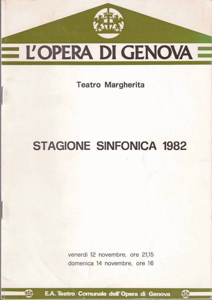 E. A. Teatro Comunale dell'Opera di Genova, Stagione sinfonica 1982