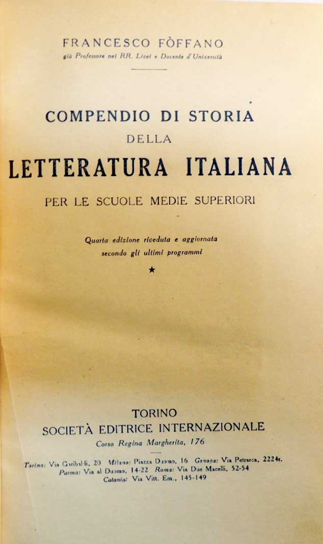 Foffano, Compendio di storia della letteratura italiana per le scuole …